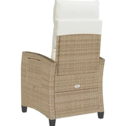 vidaXL - Verstelbare tuinstoel met bijzettafel - Beige - Poly rattan