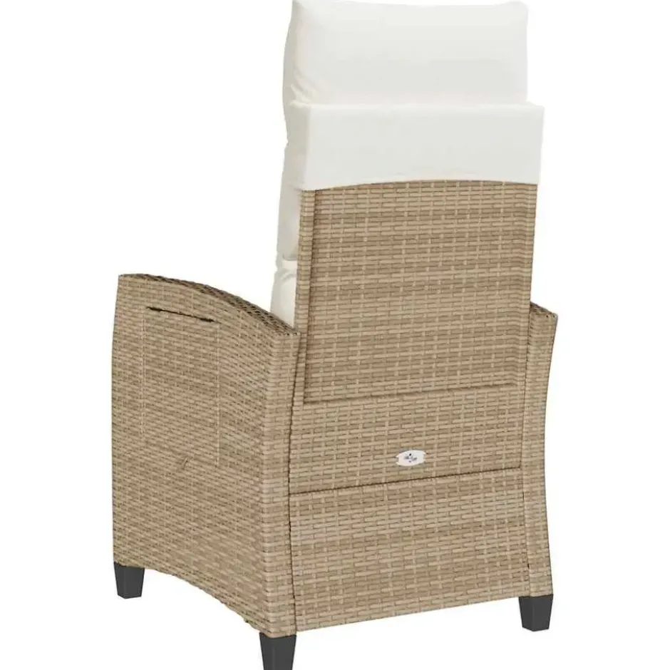 vidaXL - Verstelbare tuinstoel met bijzettafel - Beige - Poly rattan