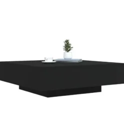 vidaXL - Vierkante salontafel met LED - Zwart - Bewerkt hout - 100x100x31 cm