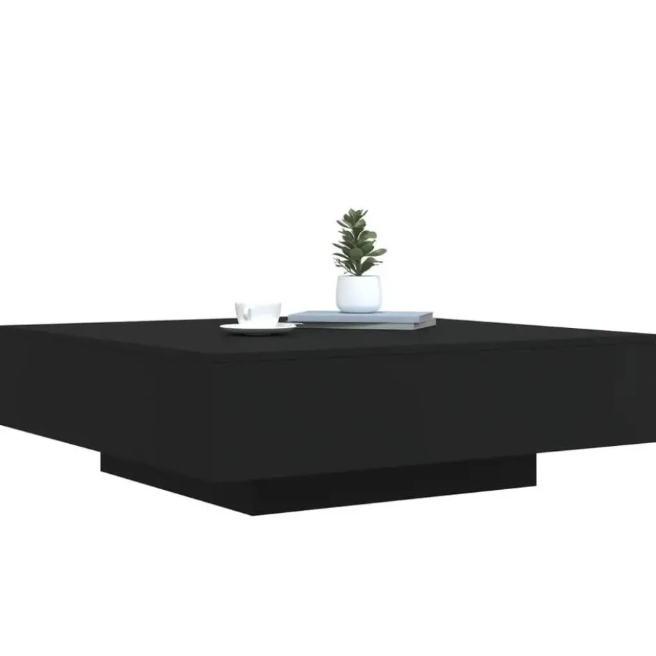 vidaXL - Vierkante salontafel met LED - Zwart - Bewerkt hout - 100x100x31 cm