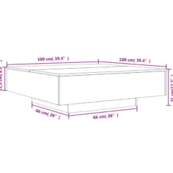vidaXL - Vierkante salontafel met LED - Zwart - Bewerkt hout - 100x100x31 cm