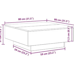 vidaXL - Vierkante salontafel - Zwart eiken - Bewerkt hout - 80x80x31 cm