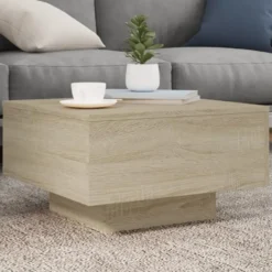 vidaXL - Vierkante salontafel - Sonoma eiken - Bewerkt hout - 55x55x31 cm