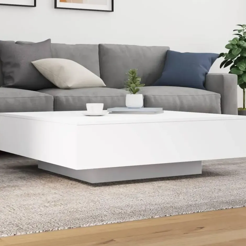 vidaXL - Vierkante salontafel - Wit - Bewerkt hout - 100x100x31 cm
