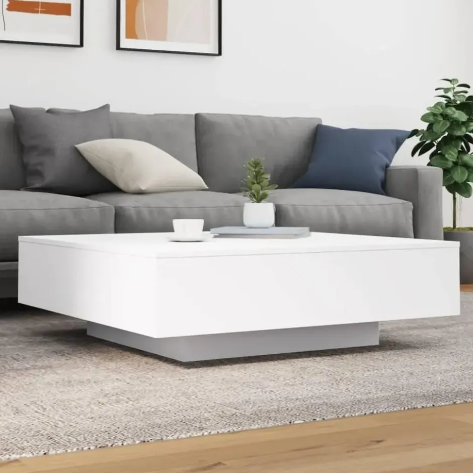 vidaXL - Vierkante salontafel - Wit - Bewerkt hout - 100x100x31 cm