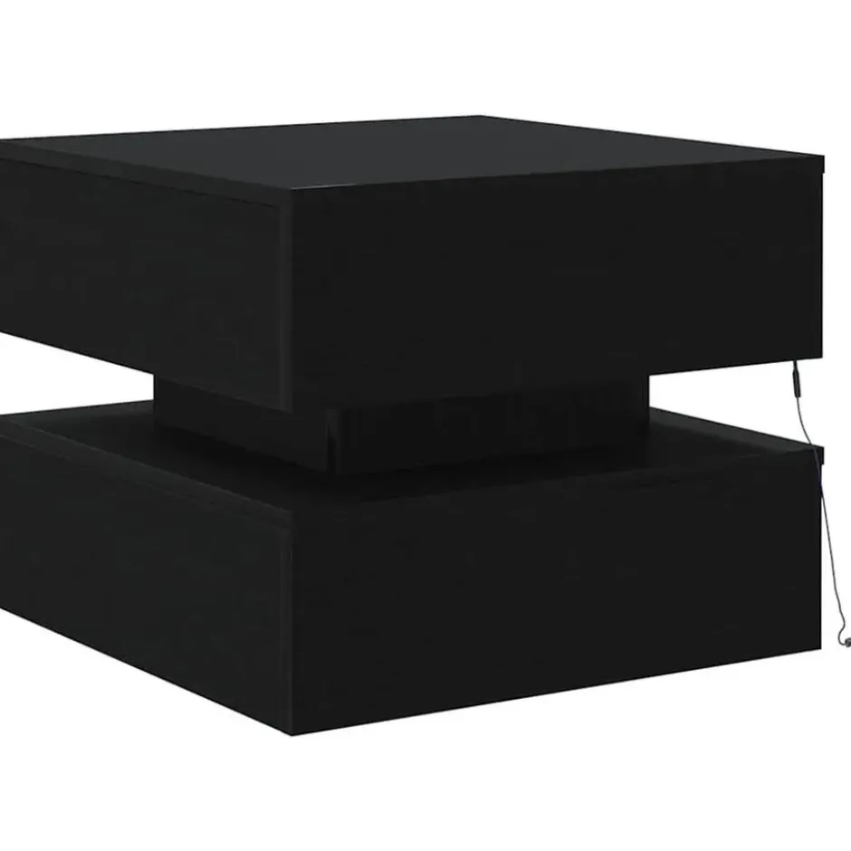 vidaXL - Vierkante salontafel met LED - Zwart eiken - Bewerkt hout - 50x50x40 cm