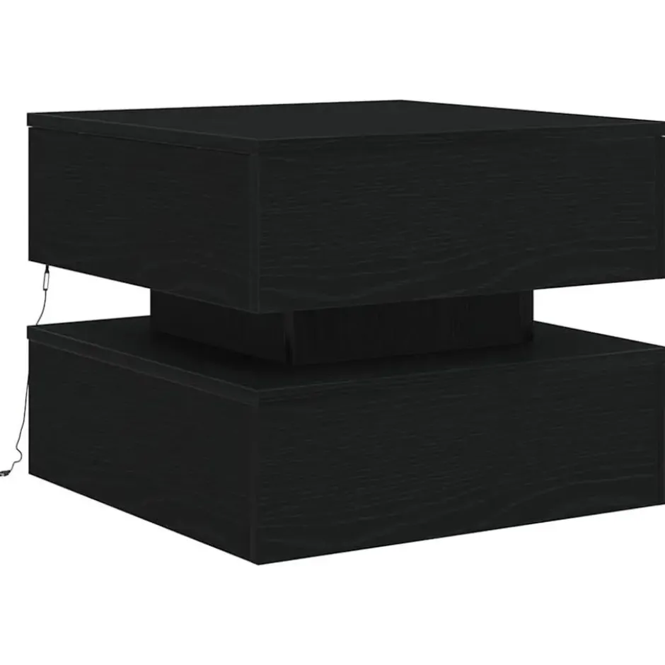 vidaXL - Vierkante salontafel met LED - Zwart eiken - Bewerkt hout - 50x50x40 cm