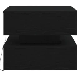 vidaXL - Vierkante salontafel met LED - Zwart eiken - Bewerkt hout - 50x50x40 cm