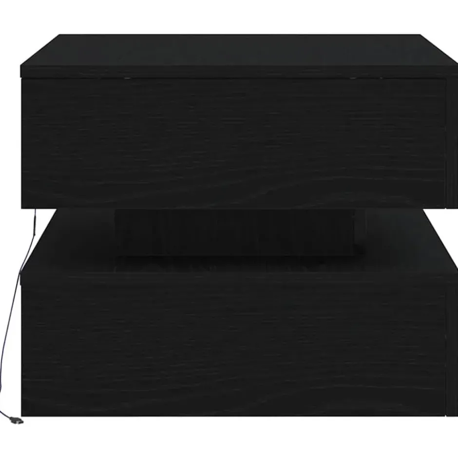 vidaXL - Vierkante salontafel met LED - Zwart eiken - Bewerkt hout - 50x50x40 cm