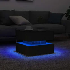 vidaXL - Vierkante salontafel met LED - Zwart eiken - Bewerkt hout - 50x50x40 cm