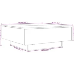 vidaXL - Vierkante salontafel met LED - Zwart - Bewerkt hout - 80x80x31 cm