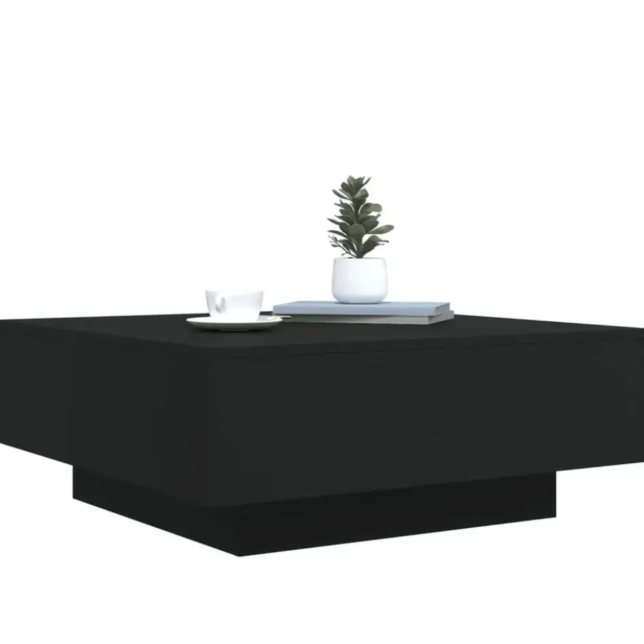 vidaXL - Vierkante salontafel met LED - Zwart - Bewerkt hout - 80x80x31 cm
