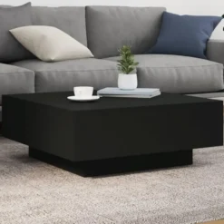 vidaXL - Vierkante salontafel met LED - Zwart - Bewerkt hout - 80x80x31 cm