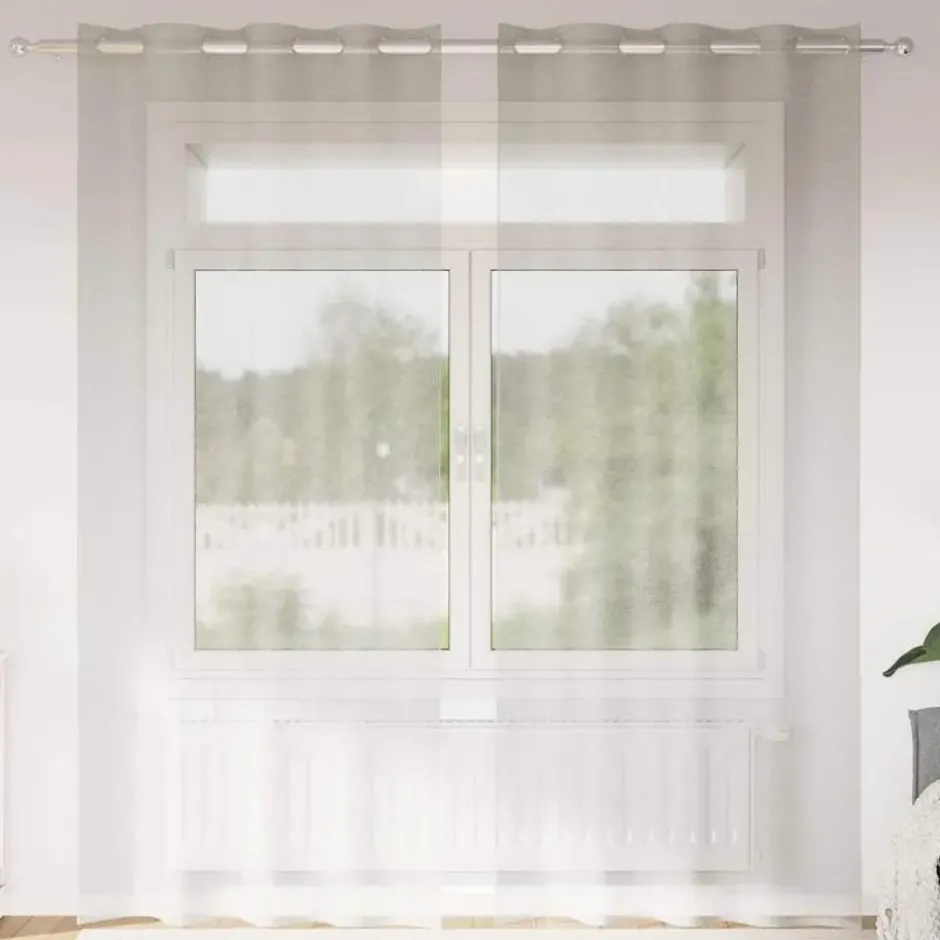 vidaXL Vitrages met ringen - Crème - Polyester - 140x225 cm - Set van 2
