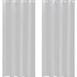 vidaXL Vitrages met ringen - Lichtgrijs - Polyester - 140x225 cm - Set van 2