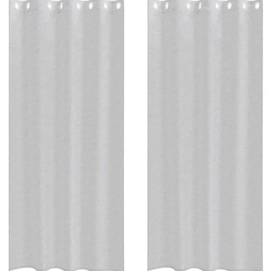 vidaXL Vitrages met ringen - Lichtgrijs - Polyester - 140x225 cm - Set van 2