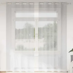 vidaXL Vitrages met ringen - Lichtgrijs - Polyester - 140x225 cm - Set van 2