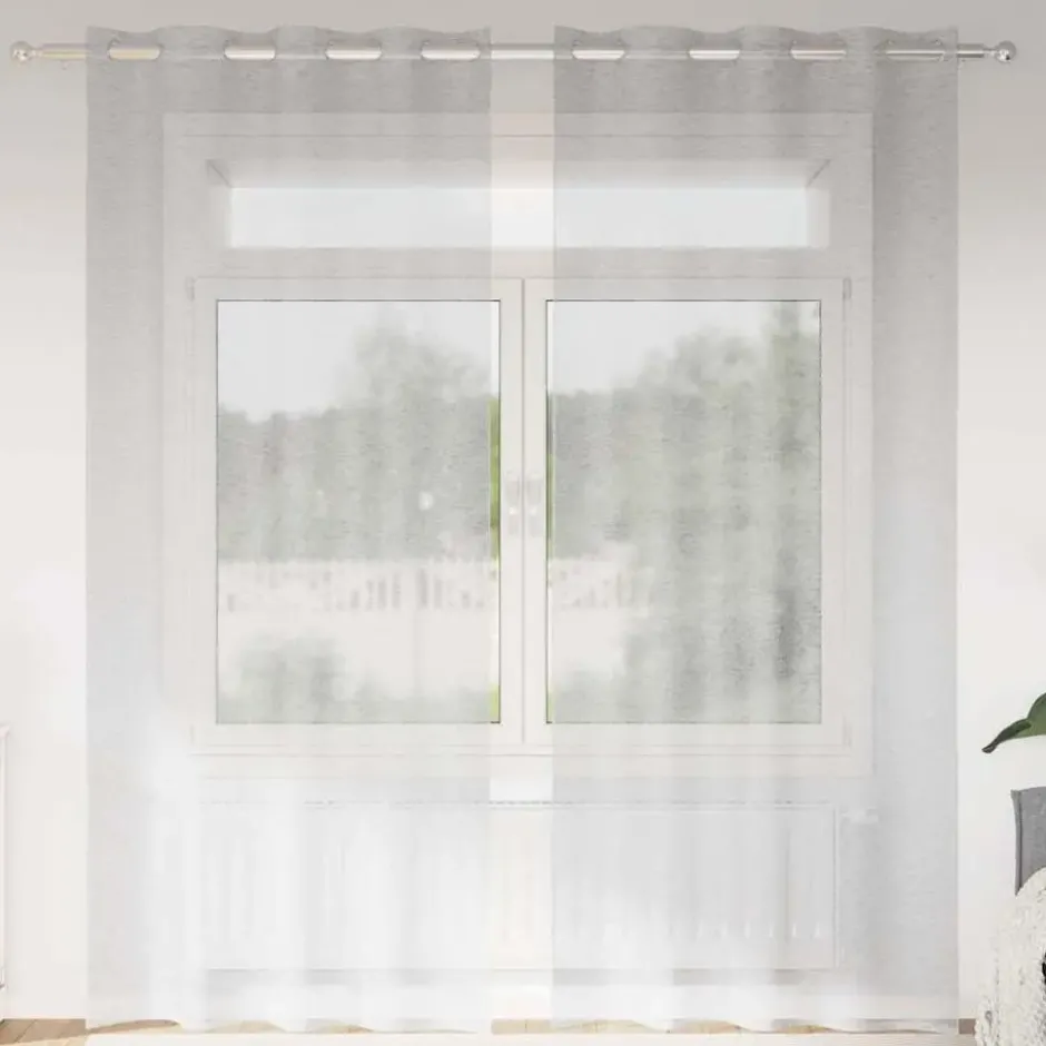vidaXL Vitrages met ringen - Lichtgrijs - Polyester - 140x225 cm - Set van 2
