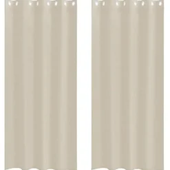 vidaXL Vitrages met ringen - Zand - Polyester - 140x245 cm - Set van 2