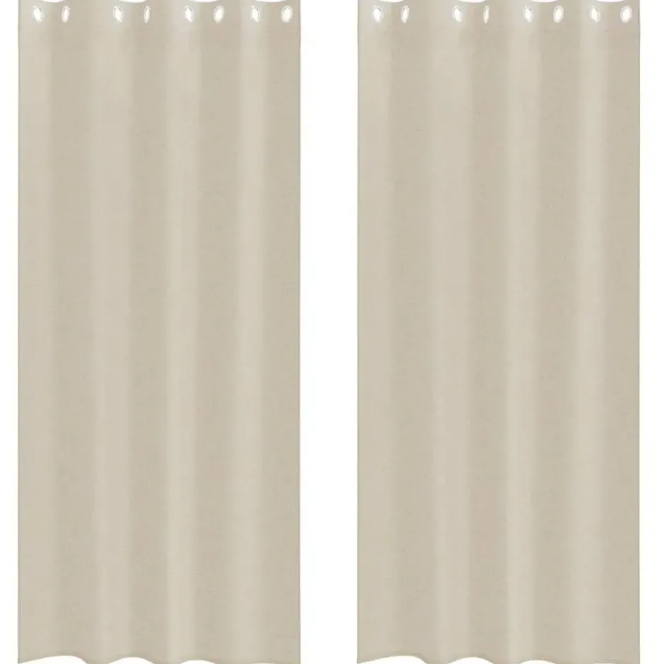 vidaXL Vitrages met ringen - Zand - Polyester - 140x245 cm - Set van 2