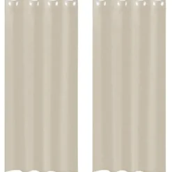 vidaXL Vitrages met ringen - Zand - Polyester - 140x260 cm - Set van 2