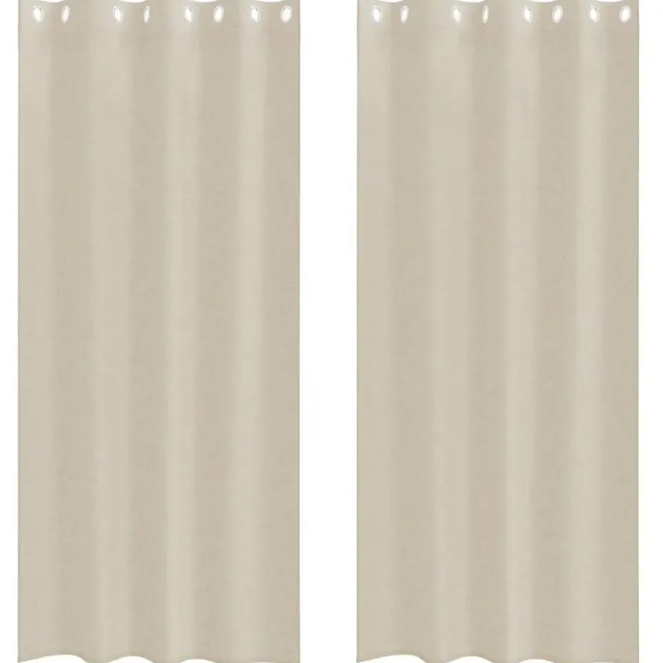 vidaXL Vitrages met ringen - Zand - Polyester - 140x260 cm - Set van 2