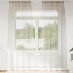 vidaXL Vitrages voor woonkamer - Zand - Polyester - 140x245 cm - Set van 2