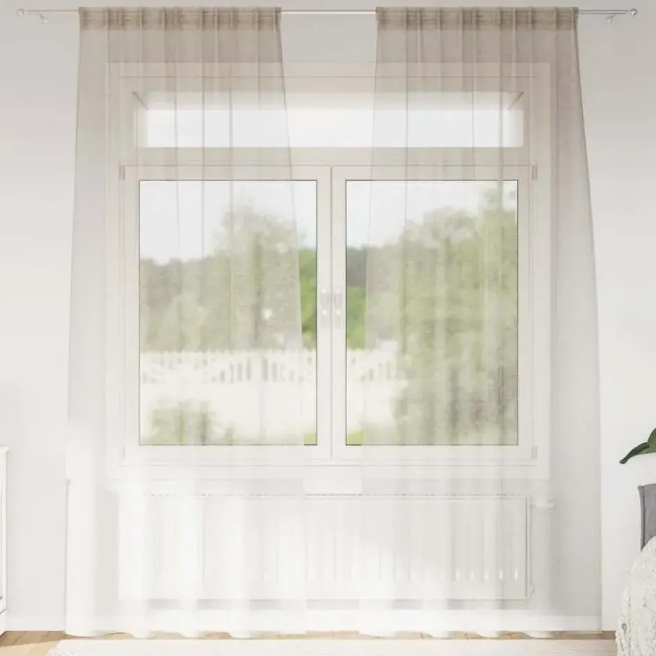 vidaXL Vitrages voor woonkamer - Zand - Polyester - 140x245 cm - Set van 2