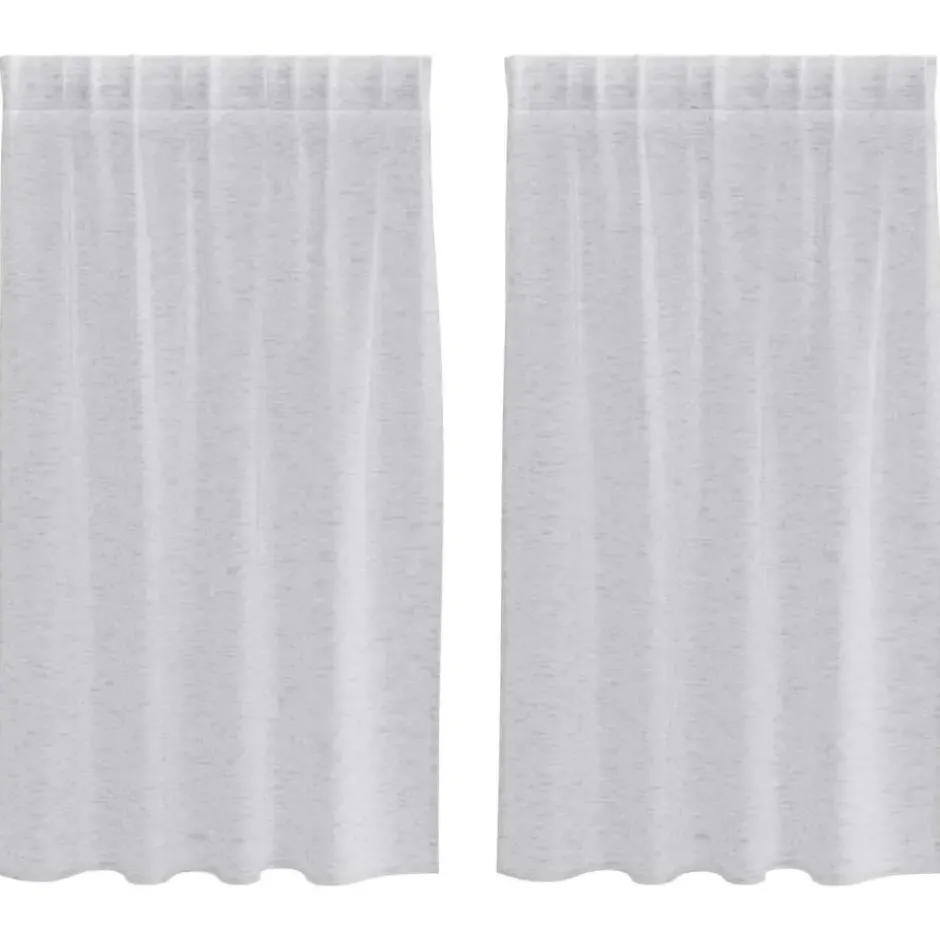 vidaXL Vitrages voor woonkamer - Lichtgrijs - Polyester - 140x140 cm - Set van 2