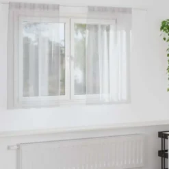 vidaXL Vitrages voor woonkamer - Lichtgrijs - Polyester - 140x140 cm - Set van 2
