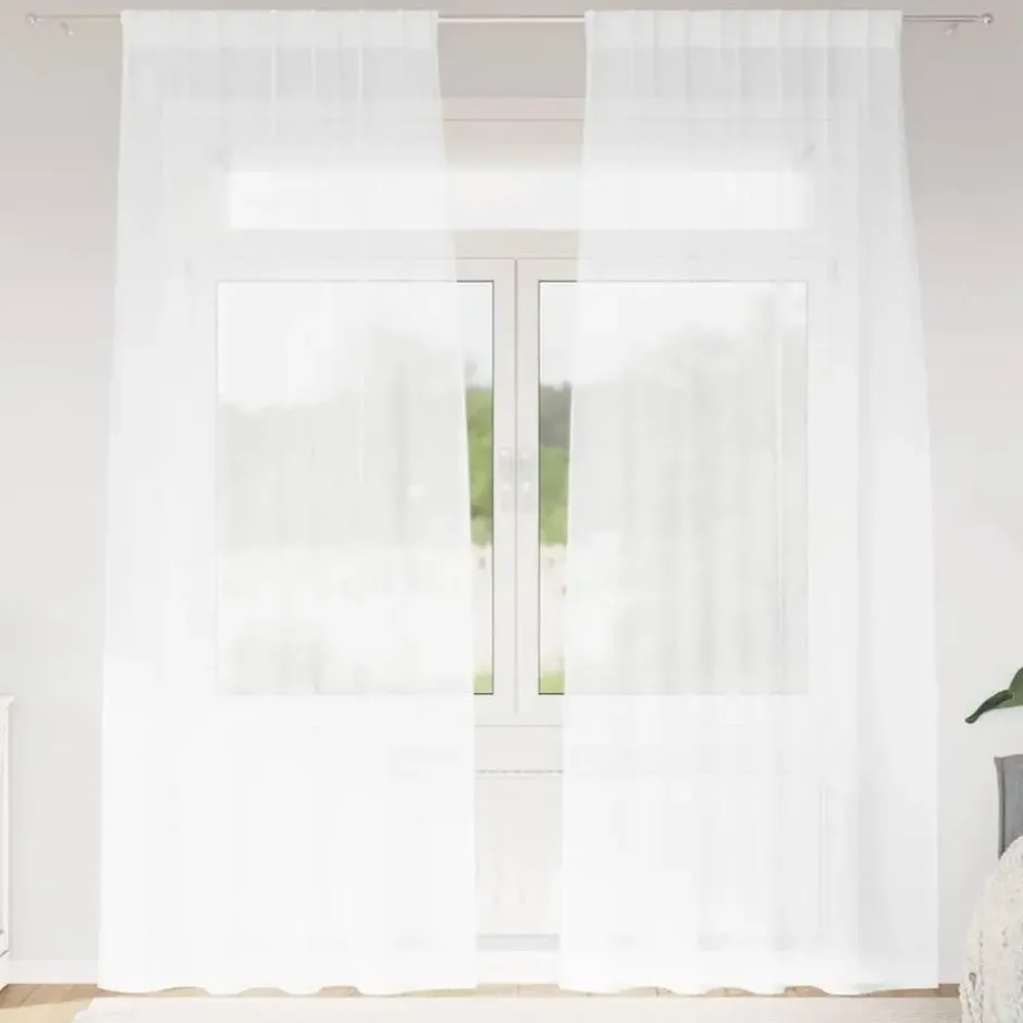 vidaXL Vitrages voor woonkamer - Wit - Polyester - 140x260 cm - Set van 2
