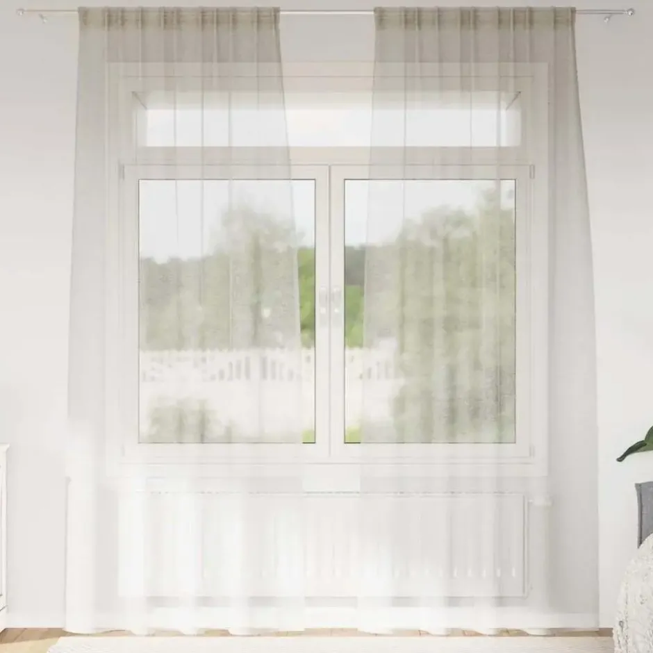 vidaXL Vitrages voor woonkamer - Crème - Polyester - 140x260 cm - Set van 2