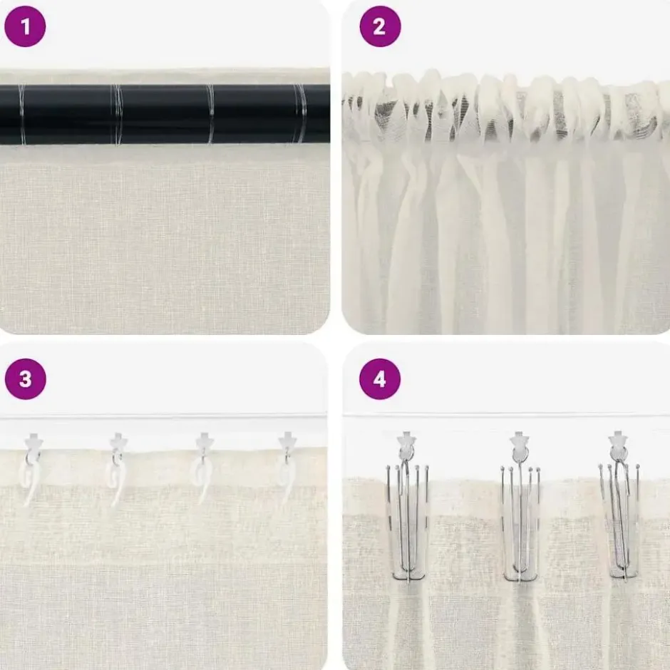 vidaXL Vitrages voor woonkamer - Crème - Polyester - 140x260 cm - Set van 2