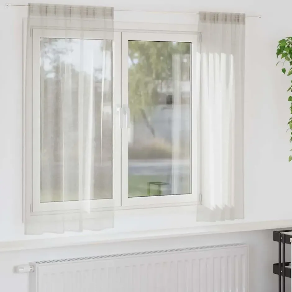 vidaXL Vitrages voor woonkamer - Crème - Polyester - 140x175 cm - Set van 2