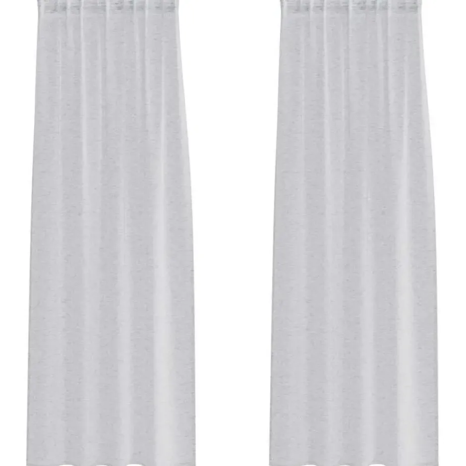 vidaXL Vitrages voor woonkamer - Lichtgrijs - Polyester - 140x225 cm - Set van 2