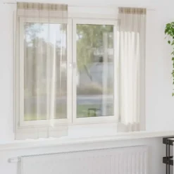 vidaXL Vitrages voor woonkamer - Zand - Polyester - 140x175 cm - Set van 2