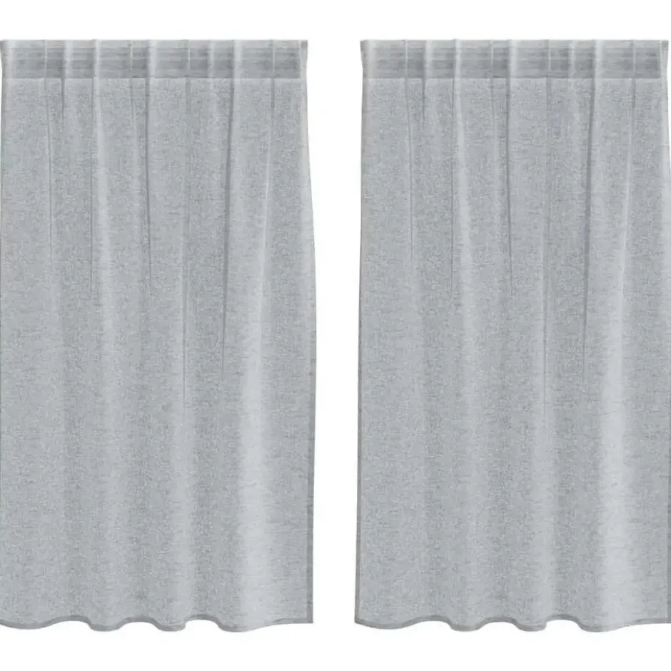 vidaXL Vitrages voor woonkamer - Donkergrijs Polyester - 140x140 cm - Set van 2