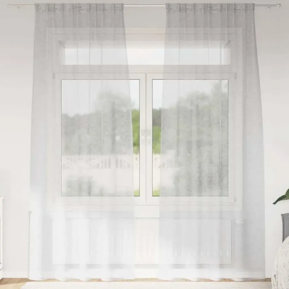 vidaXL Vitrages voor woonkamer - Lichtgrijs - Polyester - 140x245 cm - Set van 2
