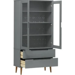vidaXL - Vitrine - Grijs - Grenenhout