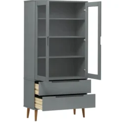 vidaXL - Vitrine - Grijs - Grenenhout