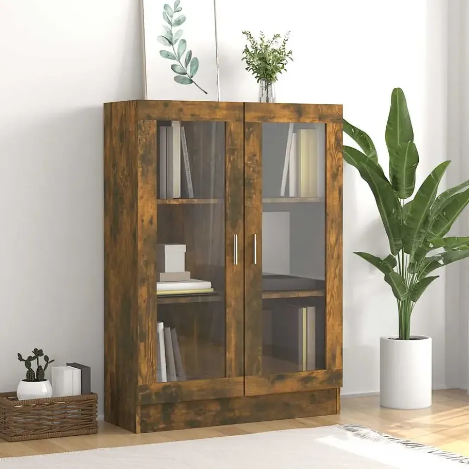 vidaXL - Vitrinekast - Bruin - Bewerkt hout