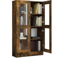 vidaXL - Vitrinekast - Bruin - Bewerkt hout