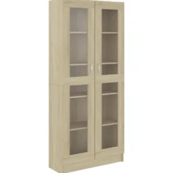 vidaXL - Vitrinekast - Bruin - Bewerkt hout - 82,5x30,5x185 cm
