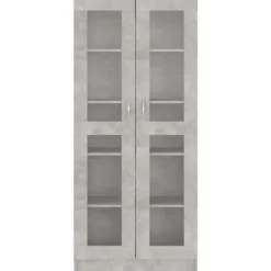 vidaXL - Vitrinekast - Grijs - Bewerkt hout - 82,5x30,5x185 cm