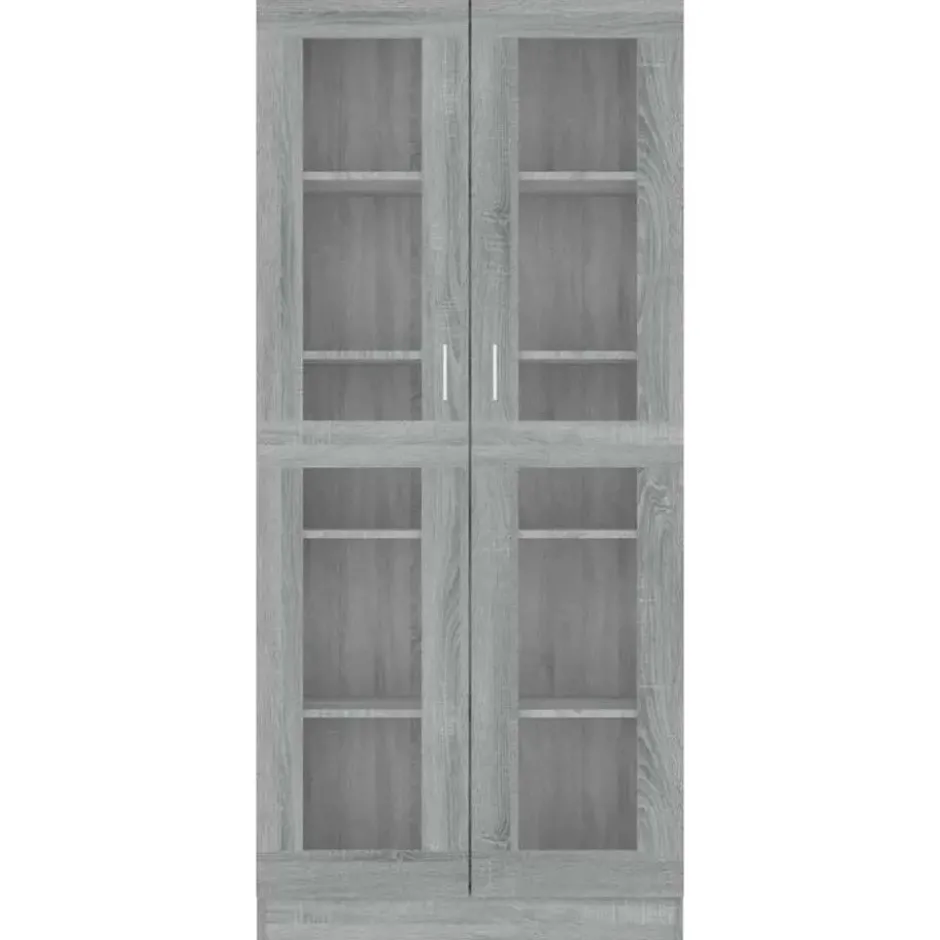 vidaXL - Vitrinekast - Grijs - Bewerkt hout - 82,5x30,5x185 cm