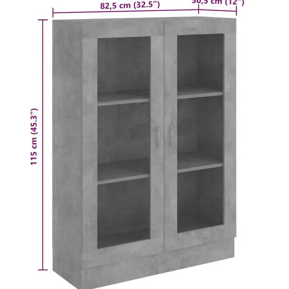 vidaXL - Vitrinekast - Grijs - Bewerkt hout