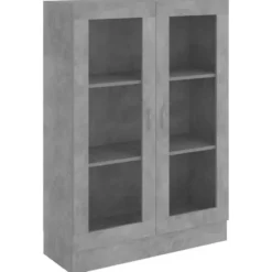 vidaXL - Vitrinekast - Grijs - Bewerkt hout