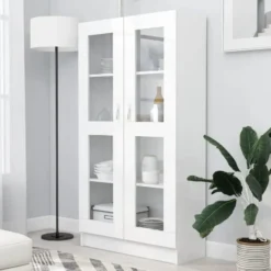 vidaXL - Vitrinekast - Wit - Bewerkt hout