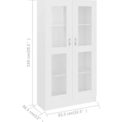 vidaXL - Vitrinekast - Wit - Bewerkt hout
