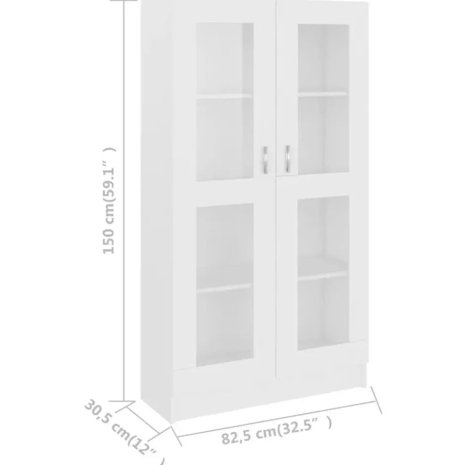 vidaXL - Vitrinekast - Wit - Bewerkt hout